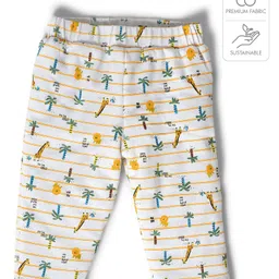 Mi Arcus 100 % Cotton Woven 2L Muslin Reversible Striped Pants - Off White & Olive Green-image-82
