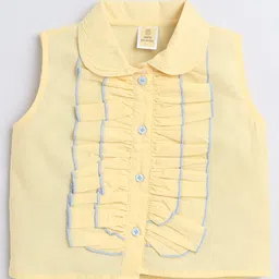 Aww Hunnie 100% Cotton Sleeveless Frill Detailed Top - Yellow-image-59