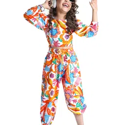 Ollington St. Cotton Knit Full Sleeves Sweatshirt & Joggers Co-Ord Set With Floral Print - Multicolor-picture-31