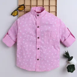 BAATCHEET Cotton Woven Full Sleeves Alphabets Printed Shirt - Pink-picture-12
