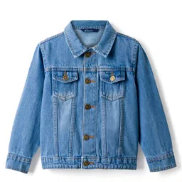 Pine Kids Cotton Woven Full Sleeves Solid Color Denim Jacket - Light Blue-picture-40