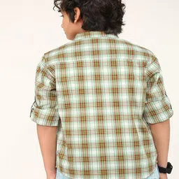 Bonkids 100% Cotton Woven Full Sleeves Checked Shirt - Multi image 3