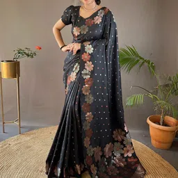 MORDEN MUSE Floral Woven Design Zari Saree-image-26