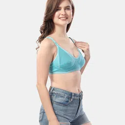 Fabme Cotton Sleeveless Solid Non Padded Maternity Nursing Bra - Sea Green image 5