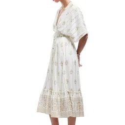 Koton Women Floral Printed Smocked Kaftan Midi Dress image 4