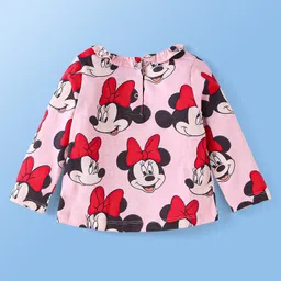 Babyoye Disney Single Jersey Knit Full Sleeves Frills & Kingari Lace Detailing Tops with Minnie Mouse Graphics - White & Pink image 5