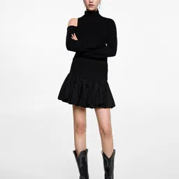 MANGO High Waist Smocked Balloon Skirt image 3