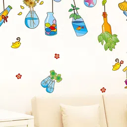 INDIAN ROYALS Blue & Green Botanical Printed Self-Adhesive & Durable Wall Sticker image 2