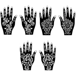 VOORKOMS Set Of 3 Mehndi Design Stencil Sticker image 4