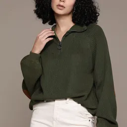 The Roadster Lifestyle Co. Acrylic Ribbed High-Neck Boxy Pullover-picture-24