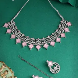 Sukkhi Rhodium-Plated American Diamond Stone-Studded & Beaded JewellerySet-picture-22