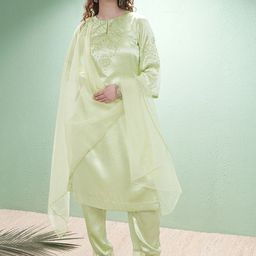 Vishudh Women Embroidered Regular Kurta with Trousers & With Dupatta-picture-32