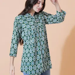 GUDWEARS Print Mandarin Collar Top image 5