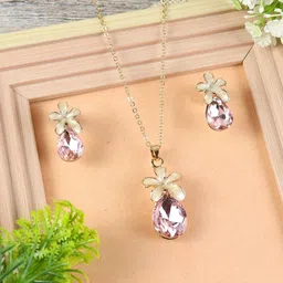 Asthetika Gold-Plated Crystal & Diamond Stone-Studded Jewellery Set-picture-26