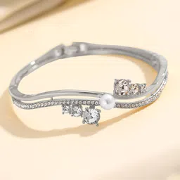 Shining Diva Fashion Silver-Plated Crystals Studded Bangle-Style Bracelet-picture-10