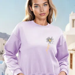Kotty Women Floral Printed Round Neck Pullover Sweatshirt-picture-15