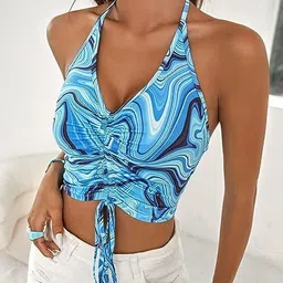 TANDUL Printed V-Neck Crop Top image 4