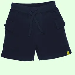 Kiddopanti Cotton Pack of 2 Solid Cargo Shorts - Red & Navy Blue image 5