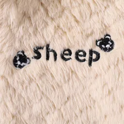 Mark & Mia Full Sleeves Fur Hooded Winter Jacket With Sheep Embroidery & Kangaroo Pockets - Beige image 4