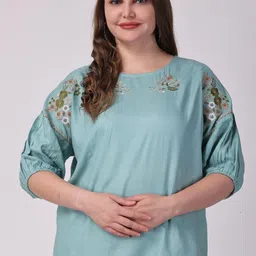 VAAMII Women Embroidered Extended Sleeves Top-image-42