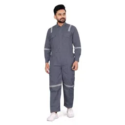 Areevanz 240 GSM Cotton Grey Safety Coverall Boiler Suit with Reflective Tape Size- M-image-13