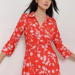 FableStreet Floral Print Crepe Fit & Flare Midi Dress image 5