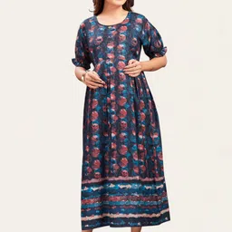 RITIJYA Floral Print Maternity Fit & Flare Maxi Dress-picture-40