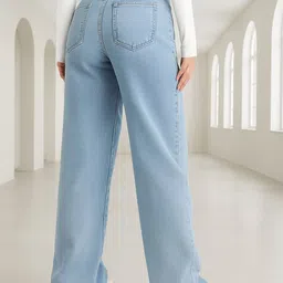 KASHIAN Women Loose Wide Leg High-Rise Light Fade Stretchable Jeans image 4