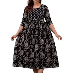 ANUOM Floral Print A-Line Midi Dress image 4