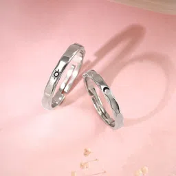GIVA Set Of 2 925 Sterling Silver Sun & Moon Adjustable Couple Band Rings-picture-10