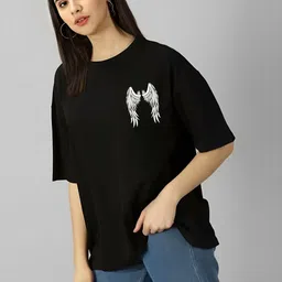 Kasendra Graphic Printed Round Neck Drop Shoulder Graphic Oversized Fit T-shirt image 3