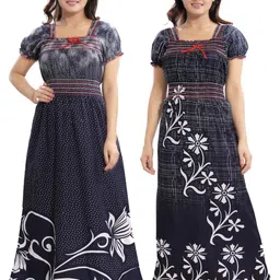 Inner Beats Women Pack Of 2 Multicoloured Cotton Blend Nightdress-picture-36
