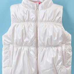 Little Kangaroos Woven Sleeveless Solid Droop Shoulder Quilted Jacket - Cream-picture-46