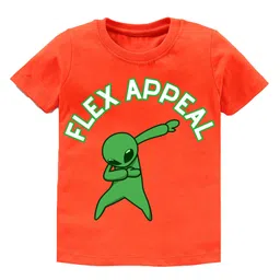 KAVEE Pure Cotton Half Sleeves Flex Appeal Text Printed Tee - Orange-picture-13