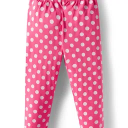 Babyhug Cotton Lycra knit Full Length Leggings With Stretch Polka Dots & Floral Print Pack of 5 - Pink Yellow & Light Blue image 2