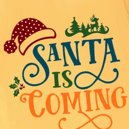 BLUSHES Christmas Theme 100% Cotton Full Sleeves Santa Is Coming Text Printed Romper - Yellow image 4