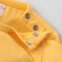 BLUSHES Christmas Theme 100% Cotton Full Sleeves Santa Is Coming Text Printed Romper - Yellow image 5