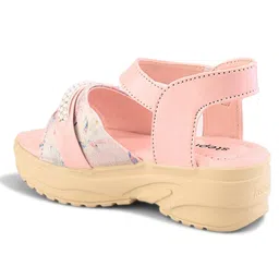 Steprite Stones Embellished Abstract Designed Velcro Closure Sandals - Pink image 5