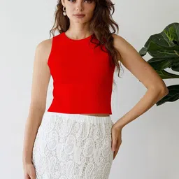TOOCHKI Women Ribbed Round Neck Sleeveless Tank Top-image-40