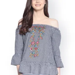 Gipsy Women Black Checked Top-picture-33