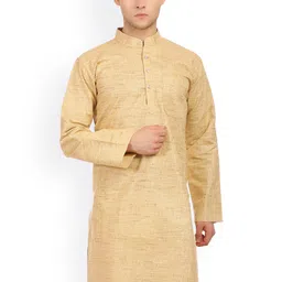 Wintage Beige & White Khadi & Cotton Kurta Pyjama image 1