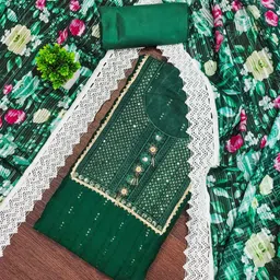 Rangtulika Ethnics Motifs Embroidered Sequinned Unstitched Dress Material-picture-31