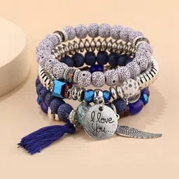 DressBerry Women Pack Of 4 Artificial Beads Elasticated Bracelet-picture-49