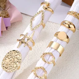 Shining Diva Fashion Set of 10 Gold-Plated Finger Rings image 5