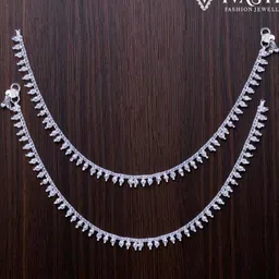 VIVASTRI Women Pair Of Artificial Stones Stud Rhodium-Plated Anklet-picture-32
