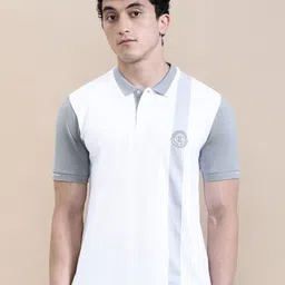 Crocodile Men Panel Print Polo T-shirt with Cheese Embroidery-picture-33