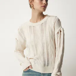 Happiness istanbul Women Cable Knit Pullover with Fuzzy Detail-picture-29