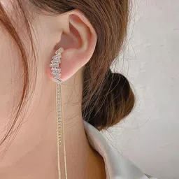 TheVineGirl Gold-Plated Cubic Zirconia Alloy Earrings image 2