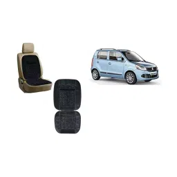 Auto Pearl Car Wooden Bead Seat Cushion with Grey Velvet Border Compatible for WagonR 2010 - 2 Pcs-picture-39