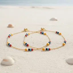FIROZA Gold-Plated Artificial Beads Anklet-image-12